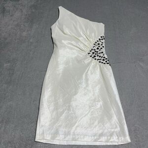 Vintage Y2K Jessica McClintock Dress‎ Womens 4 Ivory Studded One Shoulder